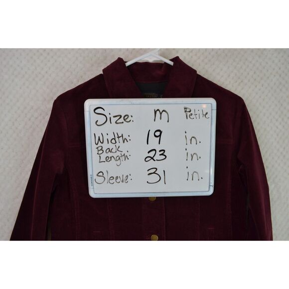Pendleton Snap Jacket Women's Medium Petite Burgundy Corduroy Jacket - Picture 7 of 13